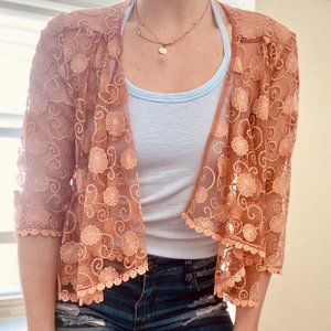 Embroidered sheer cardigan